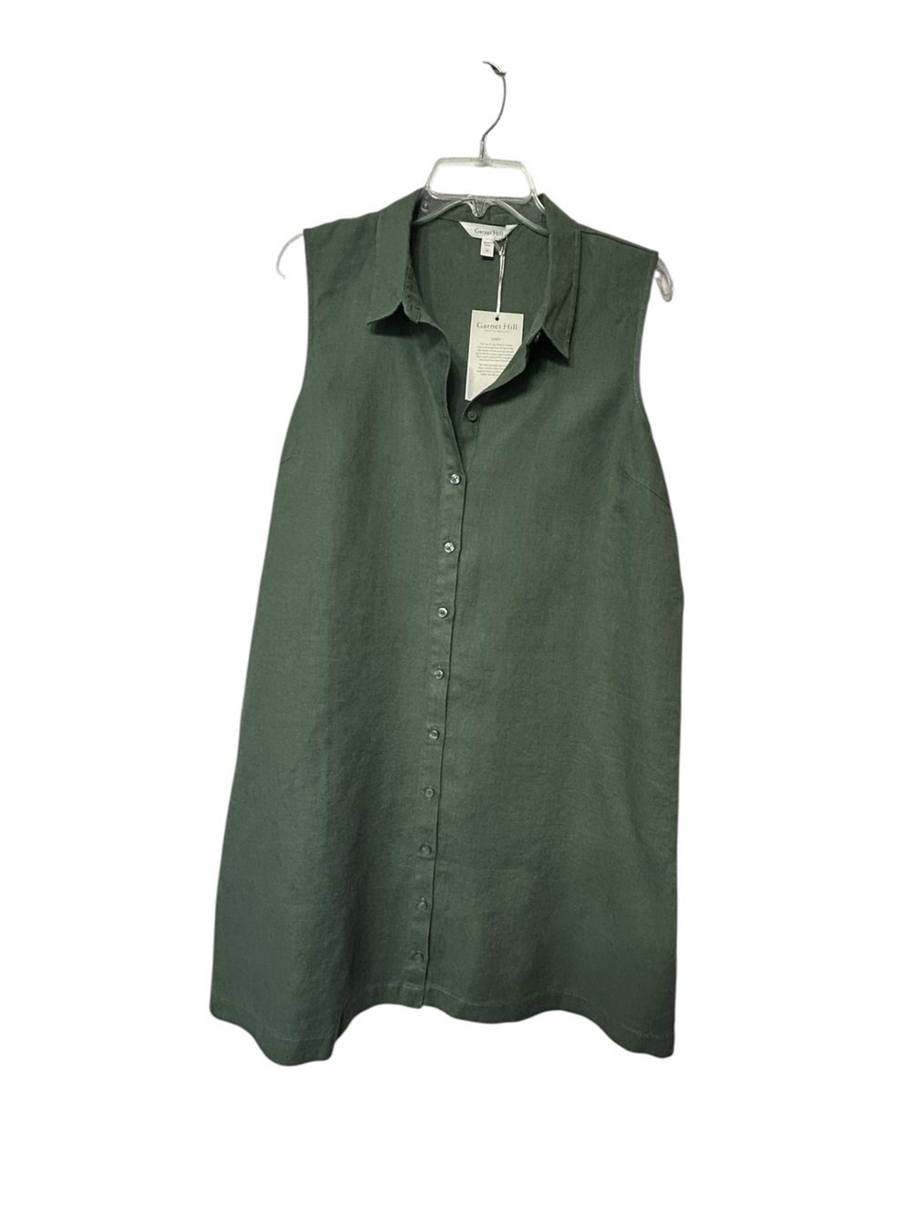 Garnet Hill NWT Linen shirt dress Sage - Picture 4 of 6